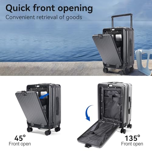 SOKOK Front Pocket Luggage Wide Handle with Spinner Wheels 24''