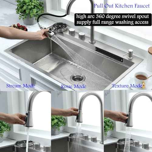 33x19 Drop In Kitchen Sink with Faucet Combo
