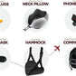 Airplane Neck Pillow Includes Travel Pillow + Airplane Phone Holder Mount + Eye Masks + Foot Hammock + Earplugs for Travel, 100% Pure Memory Foam Travel Pillow, 6 Pc Travel Kit