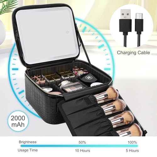 Makeup Train Case With LED Mirror
