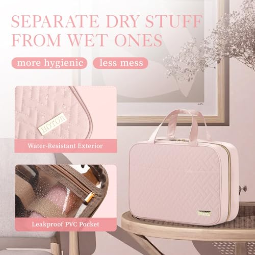Hanging Travel Toiletry Bag Women Men Essentials Pale Pink