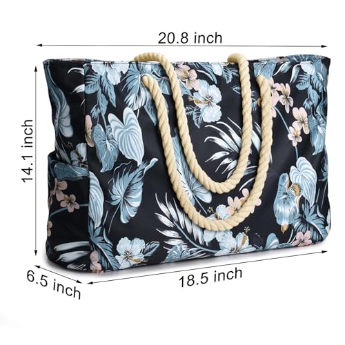 Beach Bag Large Beach Tote Bag for Women Waterproof Sandproof Swim Pool Bag With Zipper
