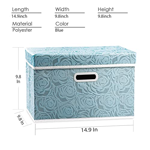 Collapsible Storage Cubes with Lids Fabric Decorative Storage Bins Boxes Organizer Containers Baskets with Cover Handles for Bedroom Closet Living Room 14.9x9.8x9.8 Inch 3 Pack (3 Count)