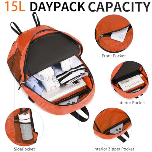 Small Hiking Backpack 15L Travel Lightweight Hiking Packable Daypack Water