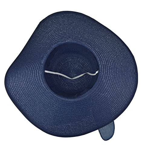 Women Wide Brim Bow Straw Hat Floppy Foldable Beach Sun Hat Roll up Cap UPF 50+