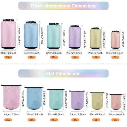 6 Pcs Waterproof Dry Bag Set for Kayaking & Camping (6 Count)