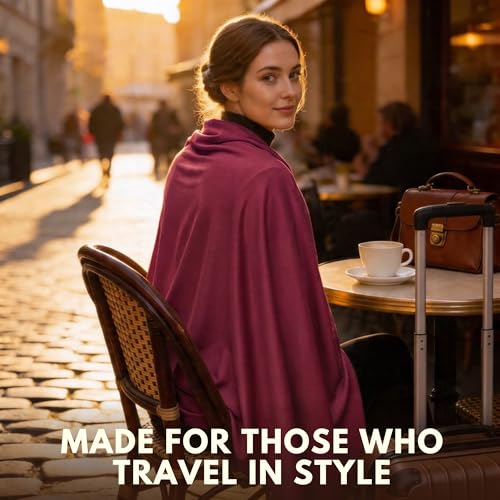 16-in-1 Compact Travel Blanket with Bag – Reversible, Ultra Soft Bamboo Airplane Blanket with Hidden Pocket – Packable for Flights & Travel Essentials (Semi-Weighted, Double Layer)