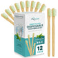 12 Pack Disposable Bamboo Toothbrushes with Toothpaste