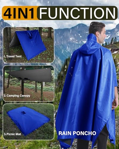 Hooded Rain Poncho Packable Waterproof Unisex Raincoat with Pocket
