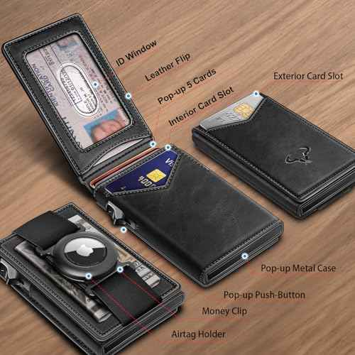 Men Airtag Leather Wallet Metal Case Money Clip