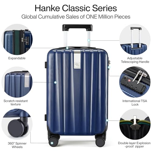 24 Inch Expandable Medium Checked Luggage with 8 Spinner Wheels