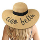 Big Straw Sun Hats for Women Floppy Foldable Roll up Beach Cap Sun Hat UPF 50+ Vacation Honeymoon Embroidered Hat