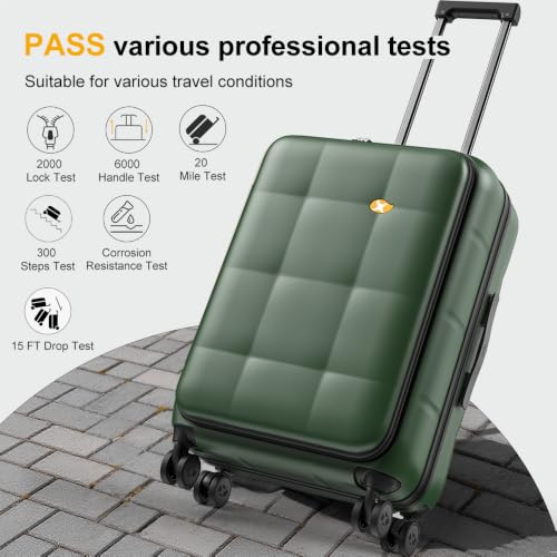 26 Inch Large Expandable Checked Luggage Hard Shell Suitcase Dark Green
