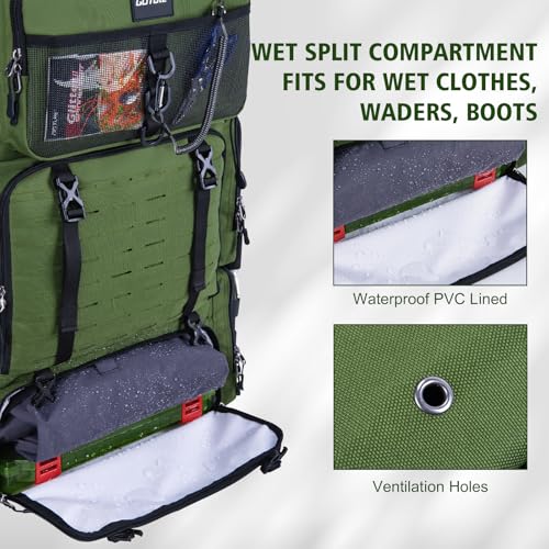 72L Fishing Tackle Backpack with Cooler & 4 3700 Tackle Boxes