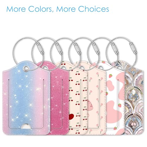Luggage Tags Privacy Cover ID Label with Stainless Steel Loop and Address Card for Travel Bag Suitcase (2 Count)