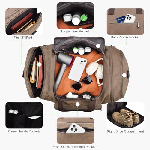 60L Canvas Duffle Bag for Men