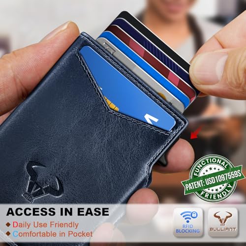 Men Slim Leather Wallet Metal Case Money Clip