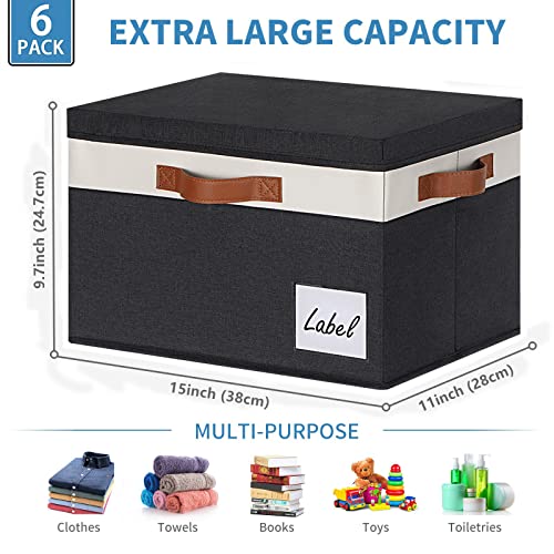 Fabric Storage Bins with Lids 6 Pack