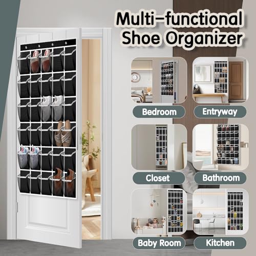 Over the Door Shoe Organizer with 30 Breathable Mesh Pockets (30 Count)