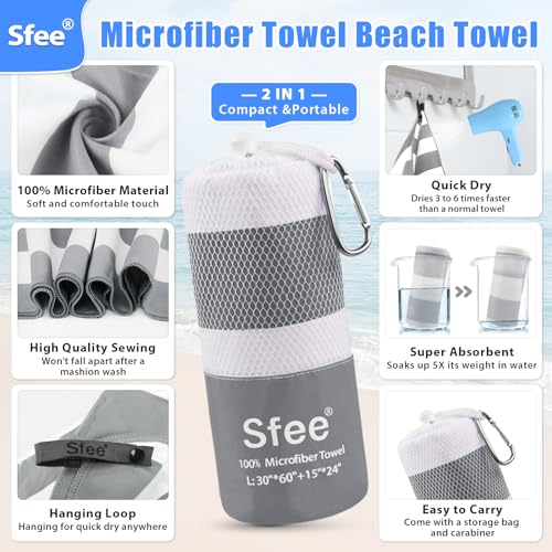 2 in 1 Microfiber Beach Towel (2 Count)