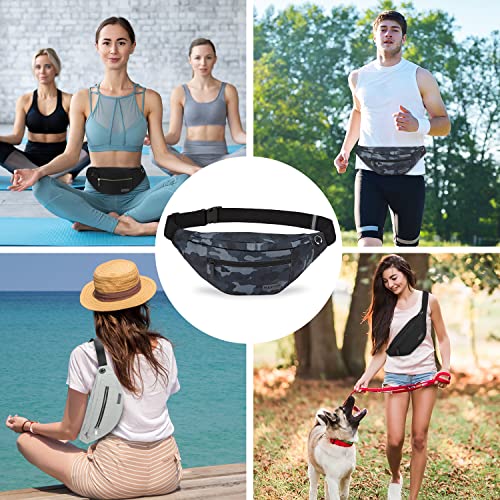 Small Camo Black Crossbody Bag Shoulder Fanny Pack with 4