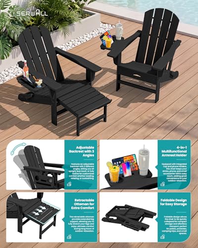 Folding Adjustable Adirondack Chairs with Footrest Set of 2 (2 Count)