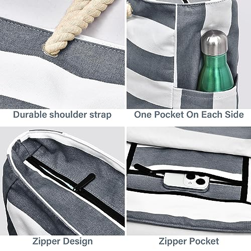 Beach Bag Large Beach Tote Bag for Women Waterproof Sandproof Swim Pool Bag With Zipper