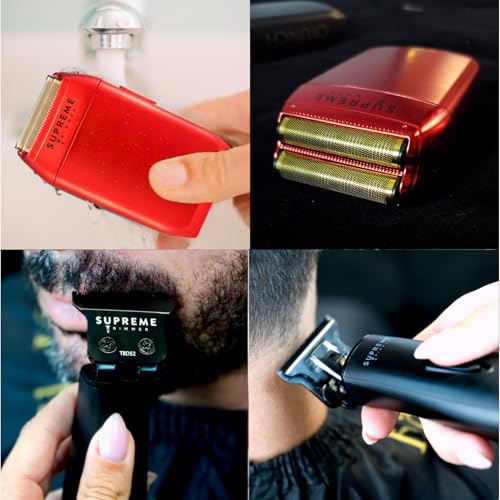 2-in-1 DLC T-Shaper Trimmer & Crunch Foil Shaver | STF602 Electric Razor & ST5206 Beard Trimmer Barber Haircut Kit | Red