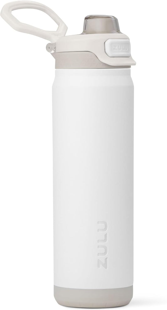 ZULU Powerfill Pro 24oz Stainless Steel Water Bottle with Quick Fill Lid, Triple Walled Vacuum Insulated Metal, Leak Proof Locking Lid, Sip and Chug, Reusable BPA Free, White - Roamly