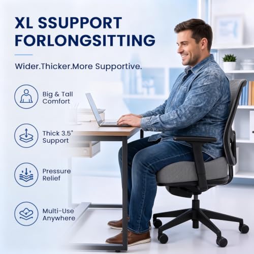 Seat Cushion XL Large Memory Foam Cushion for