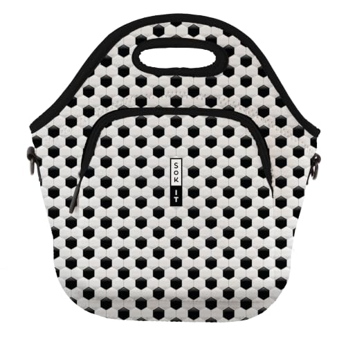 LunchTote Zippered Bag Insulated Neoprene Caddy (Soccer / X-Large 6.5 Quart Lunch Tote)