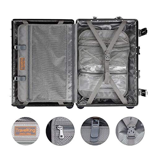 All Aluminum Carry On Luggage with TSA Locks Zipperless Alloy Metal Hard Shell Spinner Suitcase