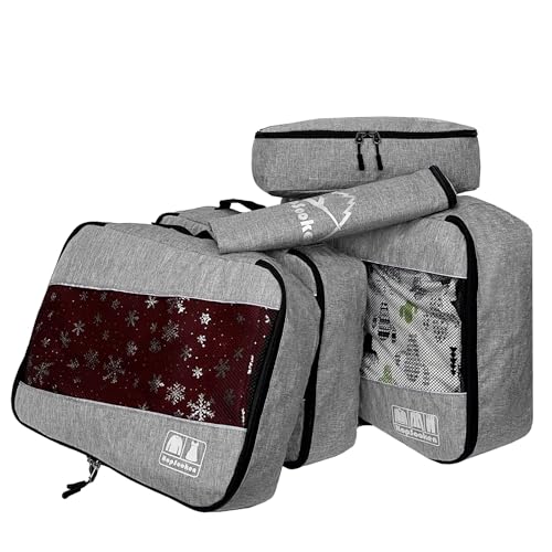 5 Set Packing Cubes for Travel Large Suitcase Luggage Organizer Bags Travel Accessories Vacation 4 Cubes 1 Laundry Pouch Bag (5 Count)