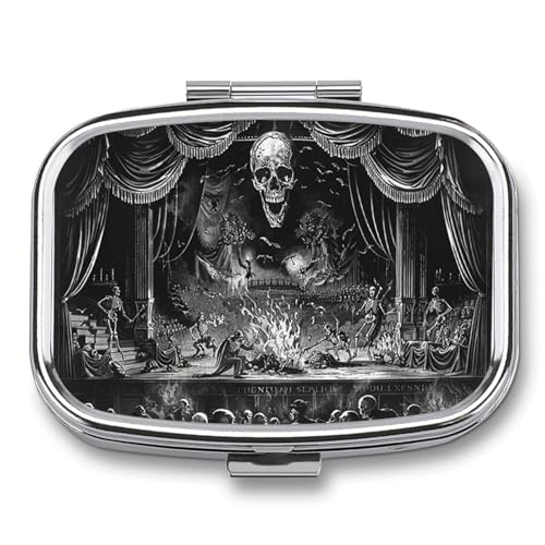 Metal 2 Compartment Pill Organizer Travel Friendly Portable Compact Pill Box Cute Pill Case to Hold Vitamins