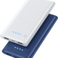 [2 Pack] Portable Charger Power Bank 10000mAh,Ultra Slim Portable Phone Charger with Dual USB Outputs,Backup Charging External Battery Pack Compatible with iPhone 15/14/13/12/11,Android etc-Blue+White