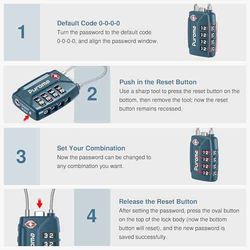 2 TSA Approved Luggage Locks 4 Digit Code Cable Lock Blue Peacock (2 Count)