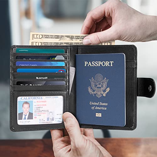 Polare Luxury RFID Blocking Leather Passport Holder Travel Wallet For Men and Women