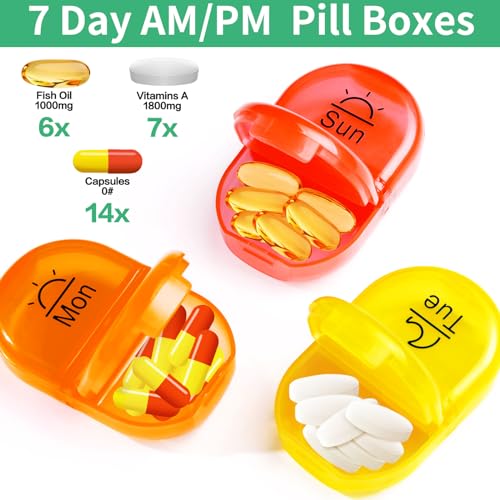 Weekly Travel Pill Organizer 2 Times a Day AM PM Rainbow Pill Box