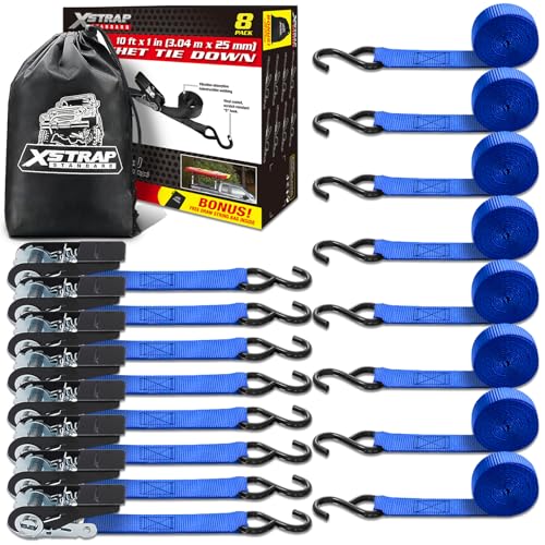 8 Pack Ratchet Tie Down Straps (8 Count)
