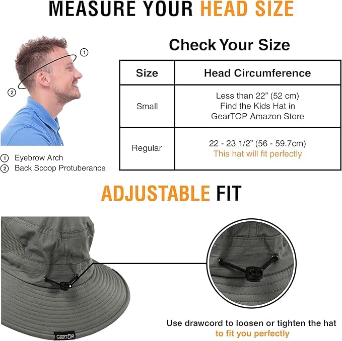 Safari Hat for Men Sun Hats for Women UV Protection UPF 50+ Fishing