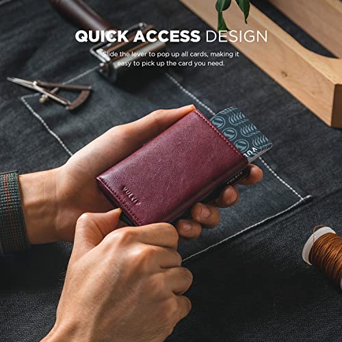 Pop up Card Wallet Minimalist Cash Wallets RFID Blocking Leather Smart Credit Card Holder with ID window for Men