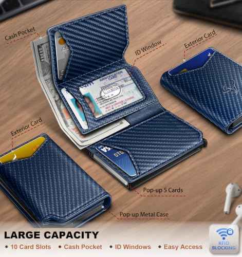 Men Slim Leather Wallet Metal Case Money Clip