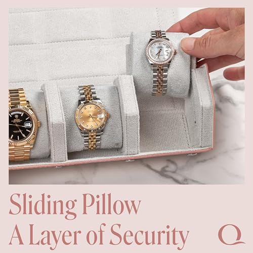 Ladies Leather Watch Roll Travel Case for 3 Watches