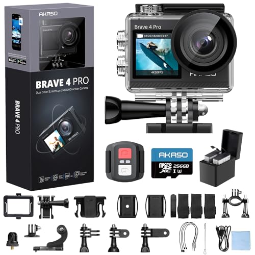 Brave 4 Pro Action Camera 4K with 256GB MicroSD U3 Card Bundle