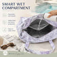 Waterproof Beach Tote Pool Bags for Women Ladies Extra Large Carry On Bag With Wet Compartment for Weekender Travel