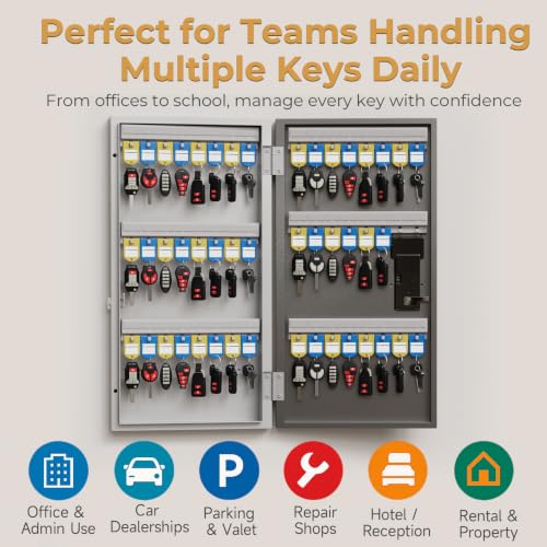 48 Key Lock Box Smart Key Organier Cabinet with Keypad & App for Office