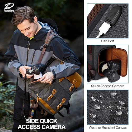 Black Gray Professional Camera Backpack