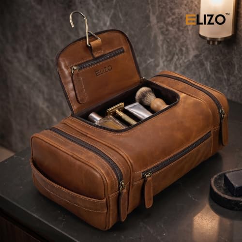 Real Leather Toiletry Bag for Men