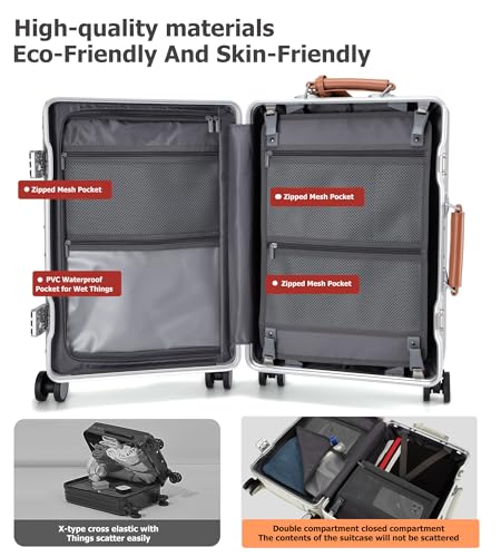 Aluminum Frame Wide Handle PC Carry On Luggage