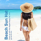 Women Twine Wide Brim Straw Hats Big Floppy Summer Hat Foldable Roll up Cap Beach Sun Hat UPF 50+